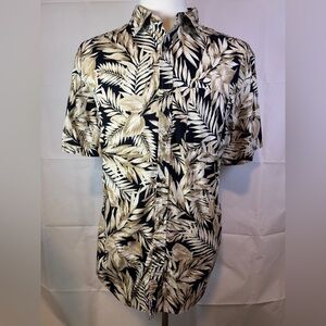 Old Navy Men's Leaf Print Shirt - Black and Tan